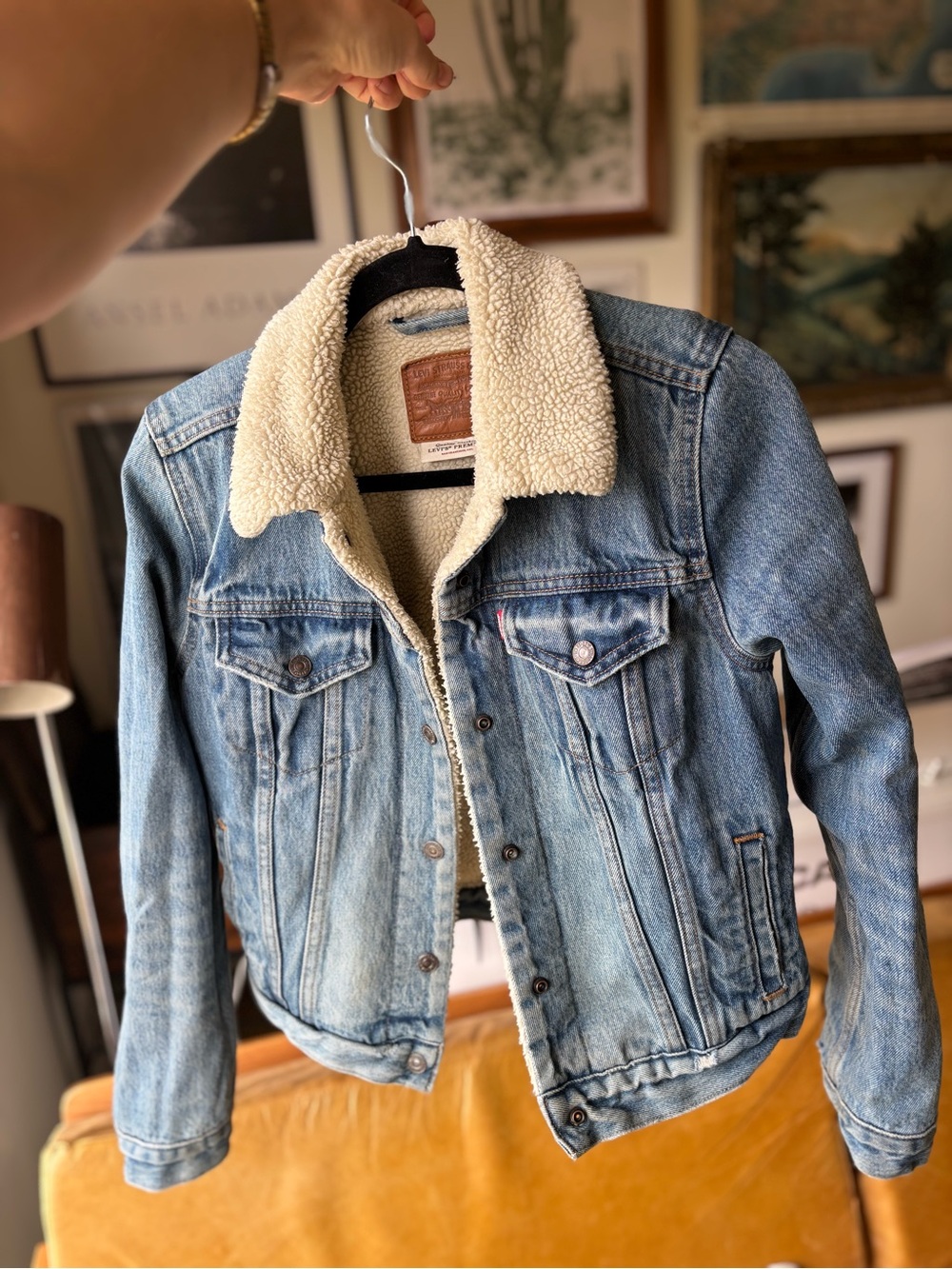 Levi's Light Blue Denim Jacket with Cream Sherpa Collar